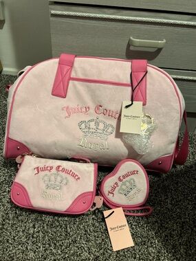Juicy Couture Pink Travel Duffel with Matching Pouches